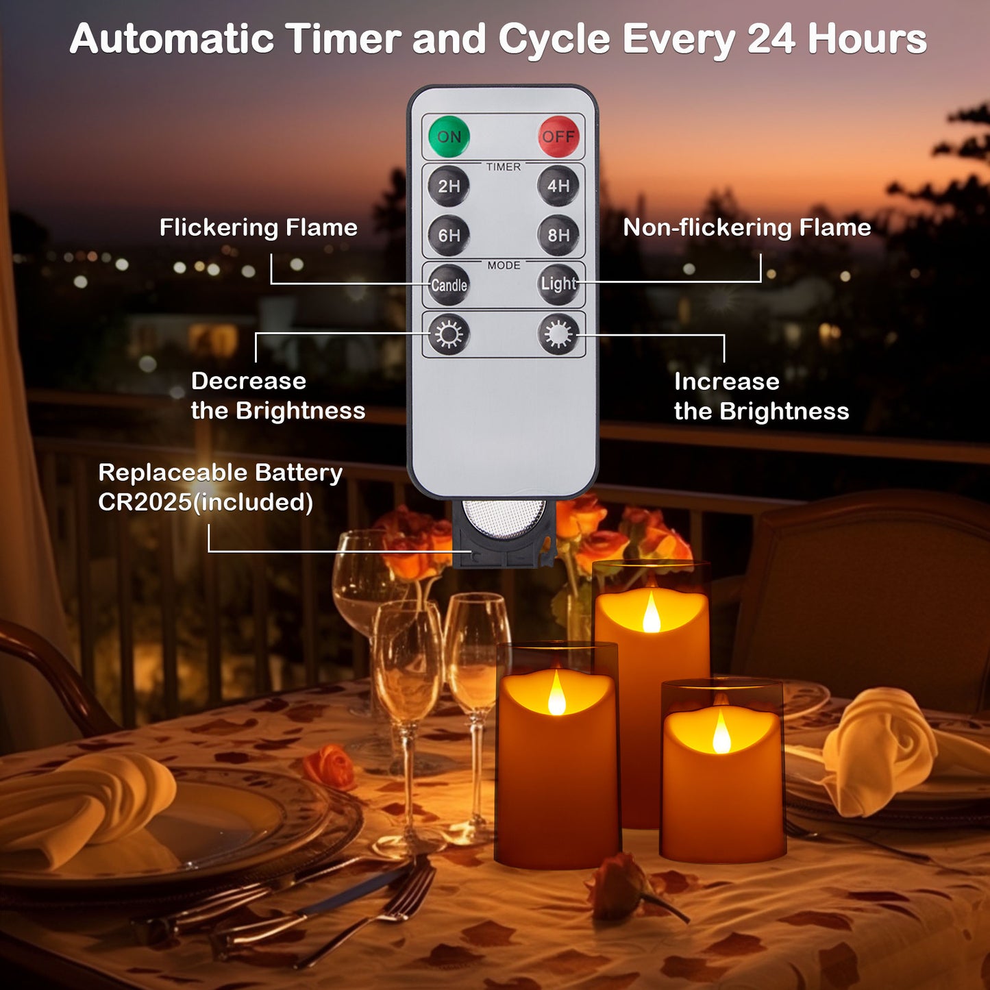 IMAGE Flickering Flameless Candles Battery Operated, 3 Pack Acrylic Shell 3D Wick LED Pillar Candles with Remote Control Timer for Wedding Christmas Home Decor (D 3"×H 4" 5" 6"), Ivory