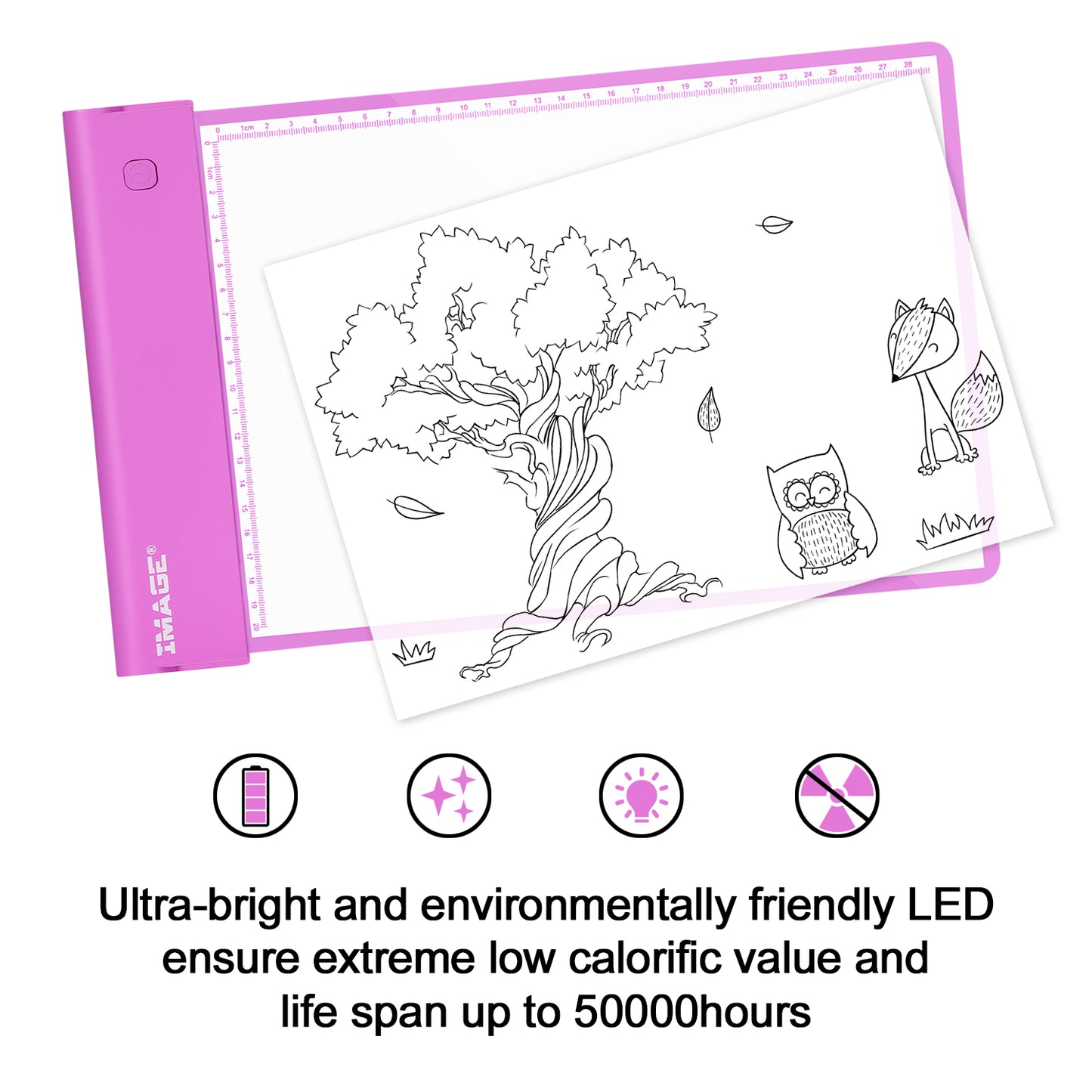 IMAGE Light Up Tracing Pad Pink Drawing Tablet Coloring Board for Kids Children to for Girls Boy (includes 10 Traceable Sheets and Two Clips)