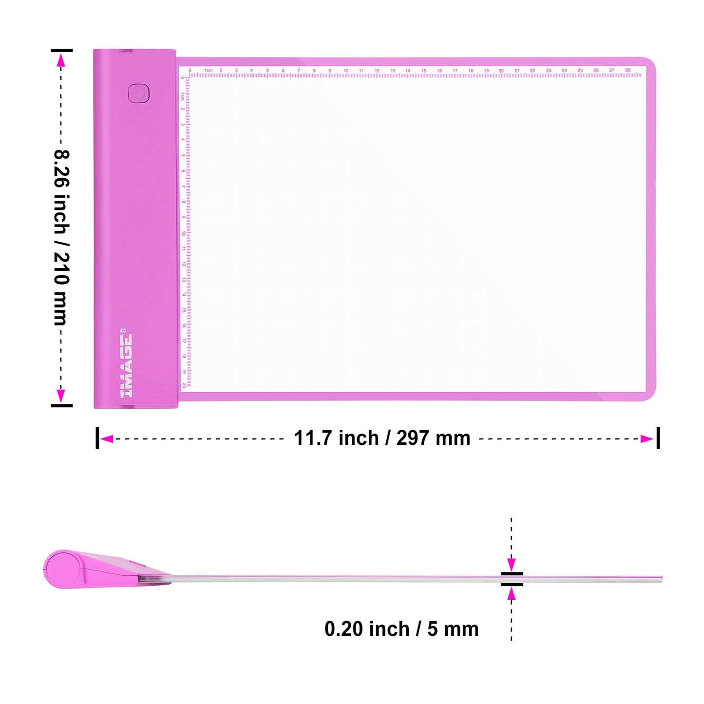 IMAGE Light Up Tracing Pad Pink Drawing Tablet Coloring Board for Kids Children to for Girls Boy (includes 10 Traceable Sheets and Two Clips)