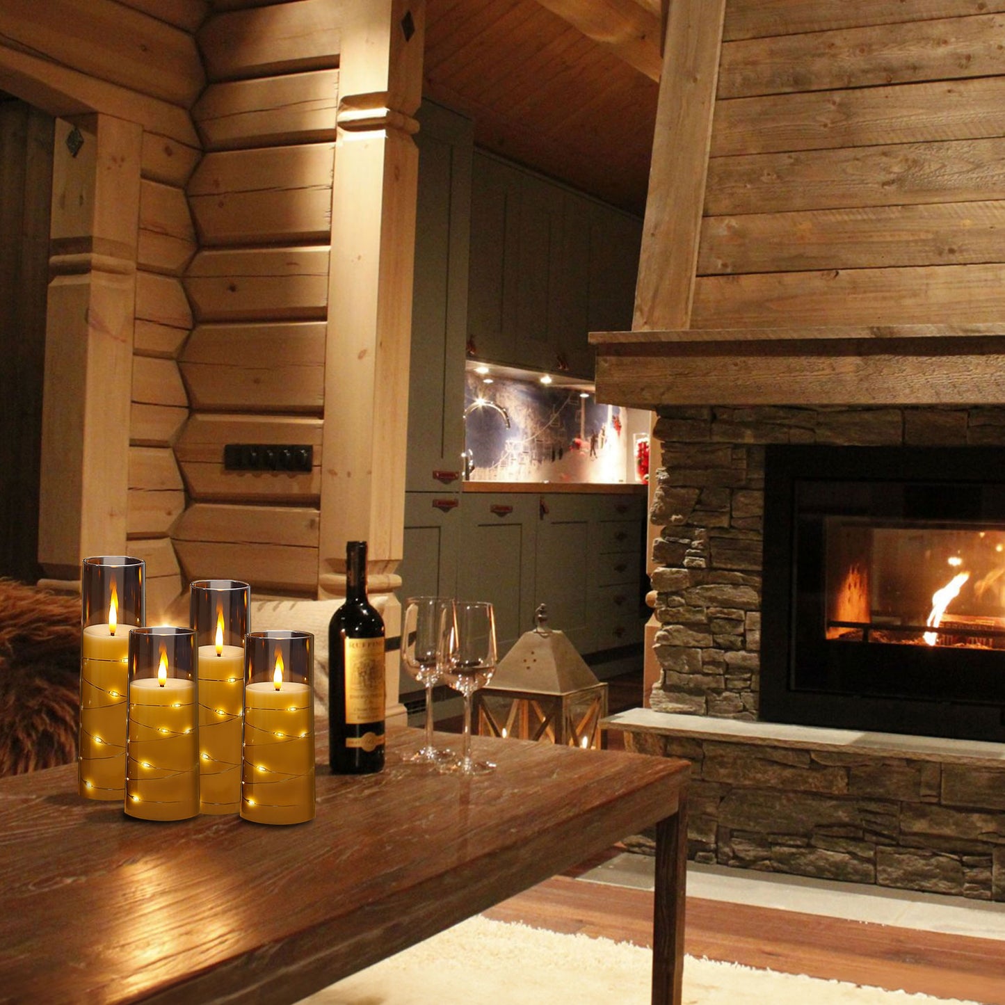 IMAGE Flickering Flameless Candles Battery Operated, Acrylic Shell Pillar 3D Wick LED Candles with 11-Key Remote Control Timer for Wedding Christmas Home Decor Set of 5 (D2.3 in X H5 5 7 7 8 in), Grey