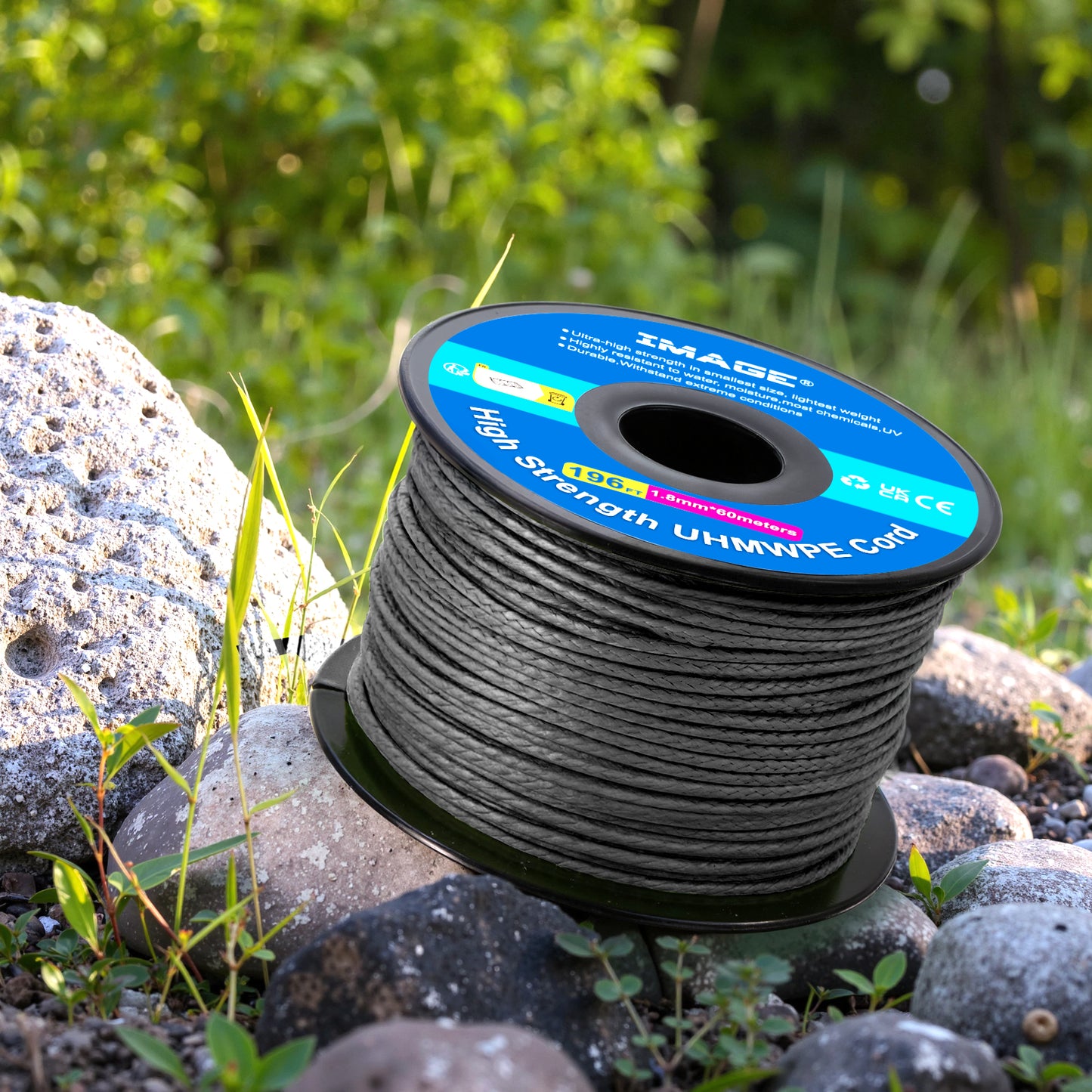 IMAGE Kevlar Cord196ft UHMWPE Braided Throw Line Nylon Cord 1.8mm, 660LB High Strength, Low Stretch, Spliceable Arborist Rope for Tree Work, Hammock, Tarp, Tent, Camping