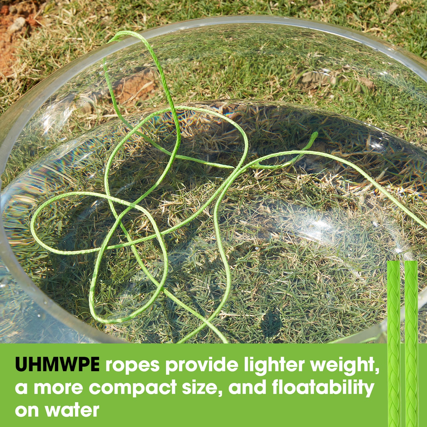 IMAGE Kevlar Cord196ft UHMWPE Braided Throw Line Nylon Cord 1.8mm, 660LB High Strength, Low Stretch, Spliceable Arborist Rope for Tree Work, Hammock, Tarp, Tent, Camping (Green, 196ft)