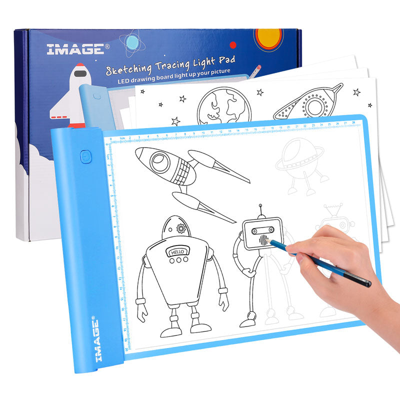  IMAGE Light Up Tracing Pad Blue Drawing Tablet Coloring Board  for Kids Children Gift for Boys Girls (Includes 10 Traceable Sheets and Two  Clips)