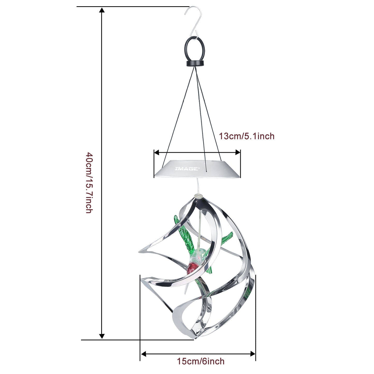 Hummingbird Wind Chime - Color Changing Solar Hanging Lights Xmas Gifts for Decor Home Garden Patio Yard Indoor Outdoor