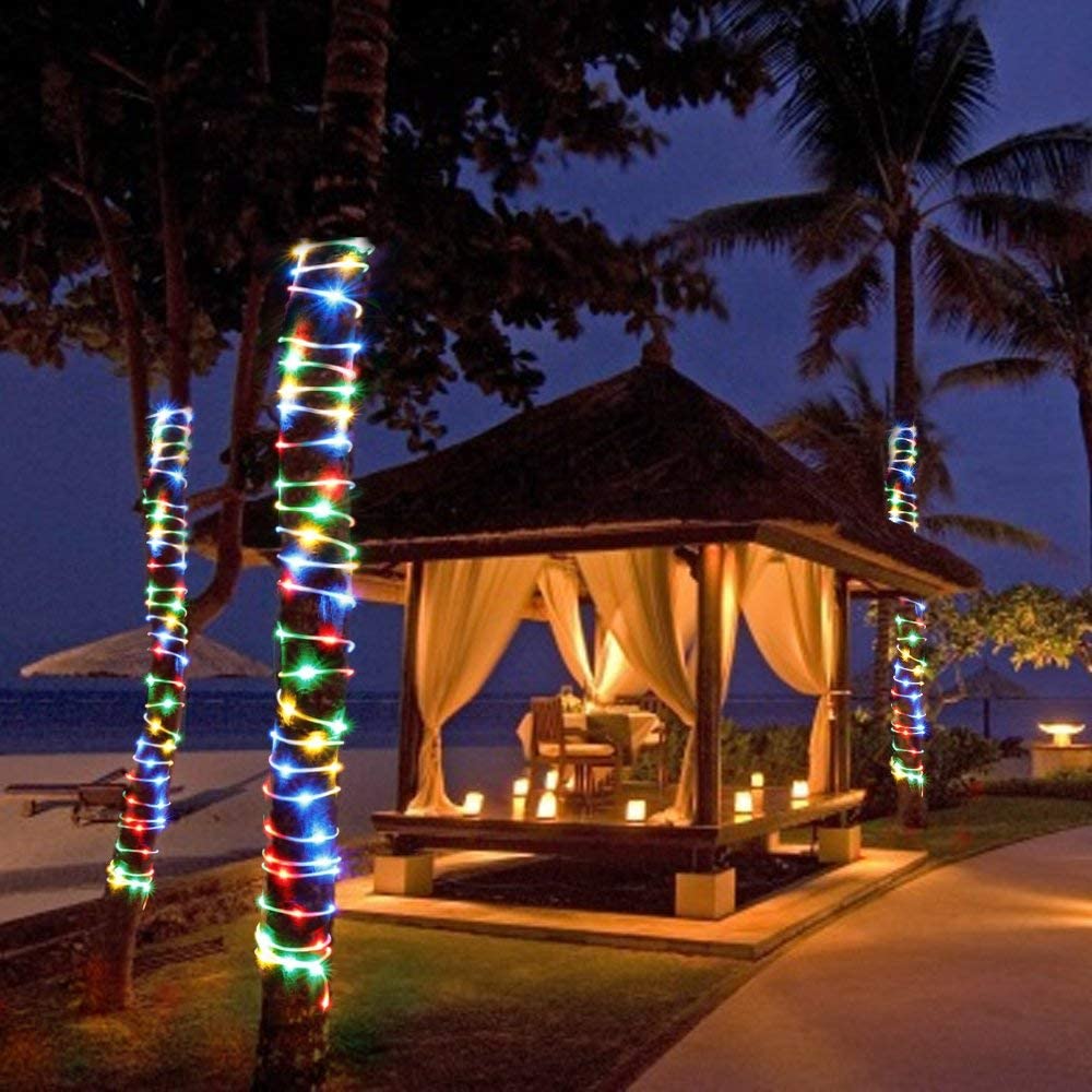 8 Modes Solar Rope Lights Outdoor String Lights 13M 42.6Foot 100LED 2400mah High Capacity Battery Starry Fairy Lights for Indoor Outdoor Garden Patio Party Decorations
