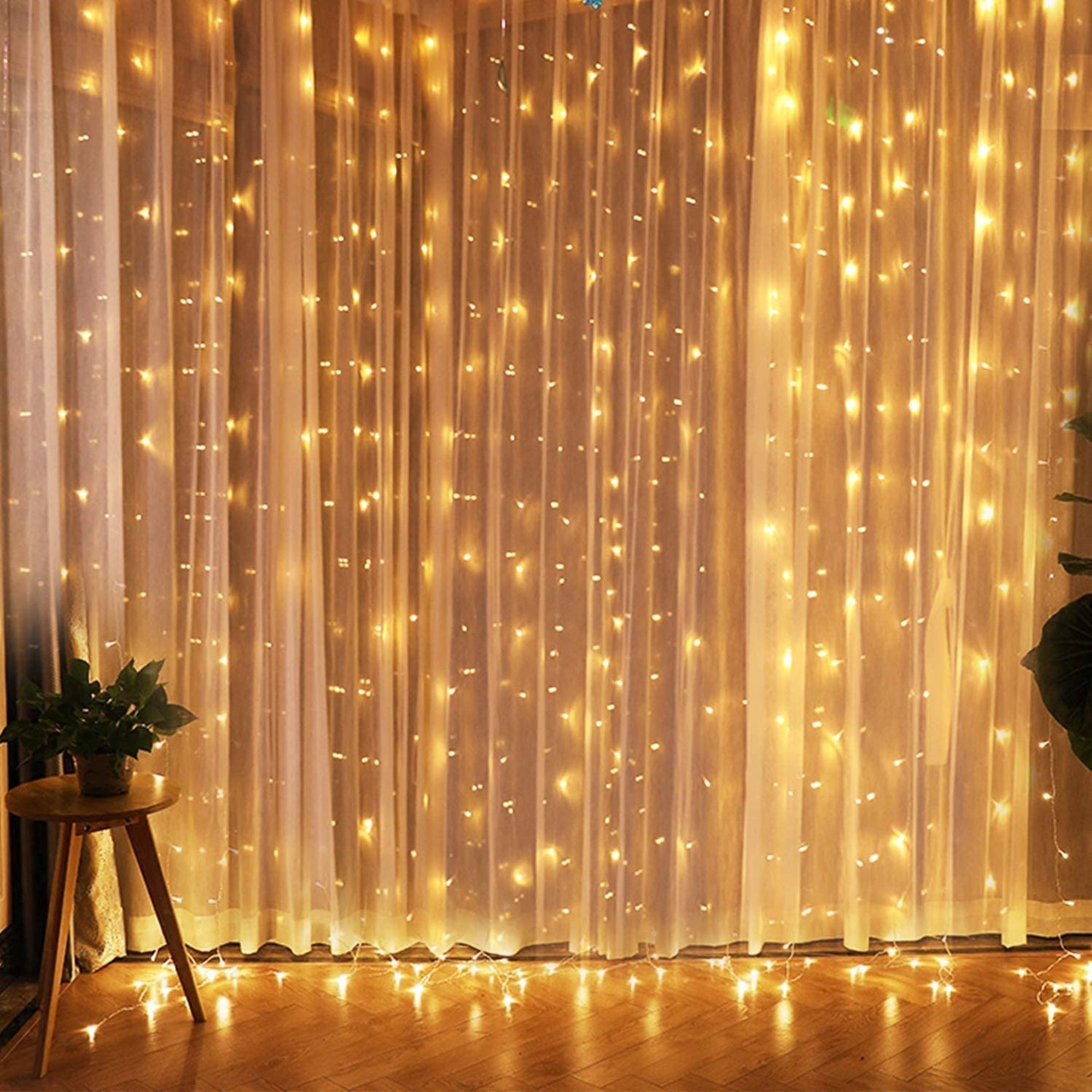 8 Modes Curtain Lights 9.8x6.6 Foot 224 LED String Lights Fairy String Lights for Wedding Party Home Garden Indoor Outdoor Wall Backdrops Decorations Waterproof UL Safety Standard Warm White