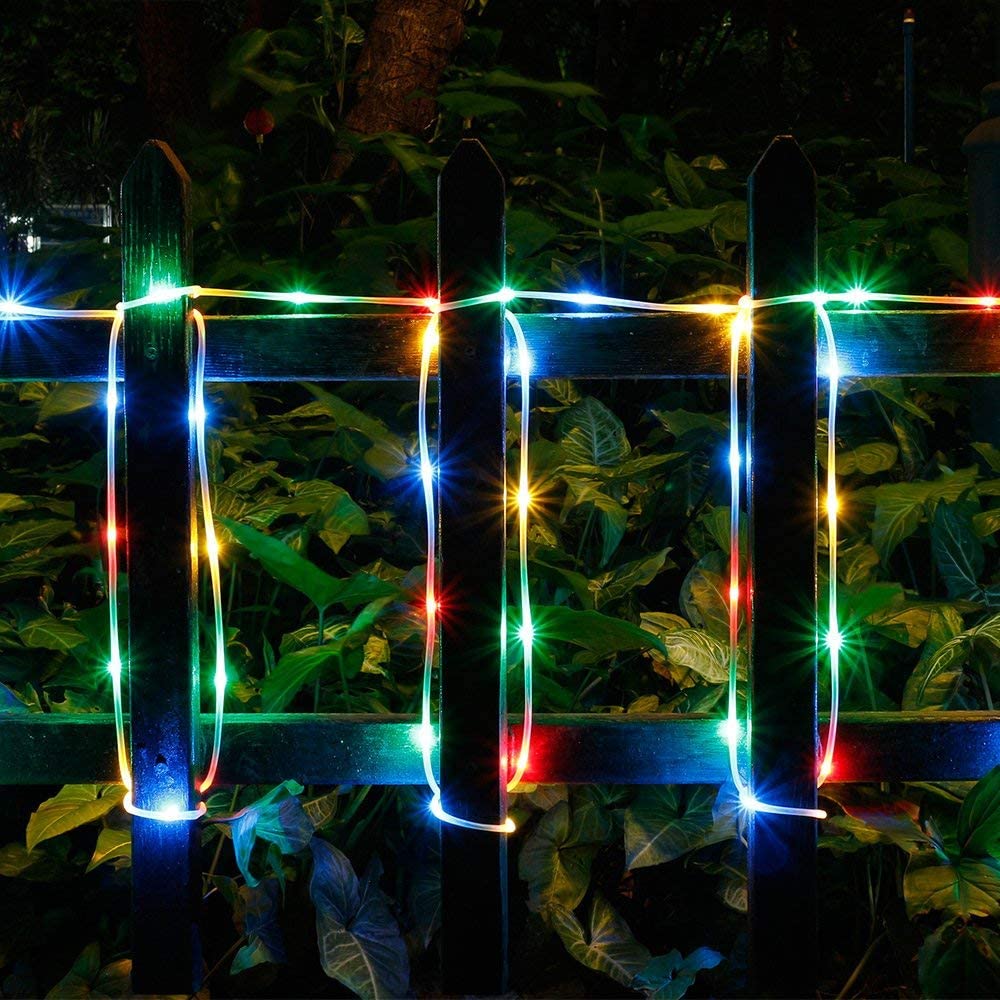 8 Modes Solar Rope Lights Outdoor String Lights 13M 42.6Foot 100LED 2400mah High Capacity Battery Starry Fairy Lights for Indoor Outdoor Garden Patio Party Decorations