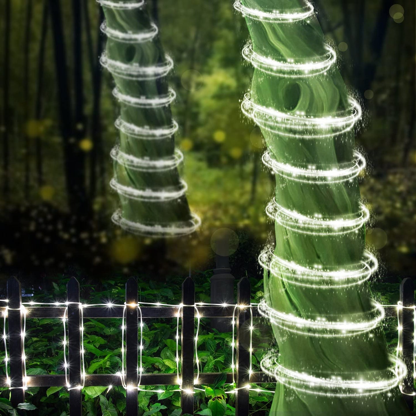 8 Modes Solar Rope Lights Outdoor String Lights 13M 42.6Foot 100LED 2400mah High Capacity Battery Starry Fairy Lights for Indoor Outdoor Garden Patio Party Decorations