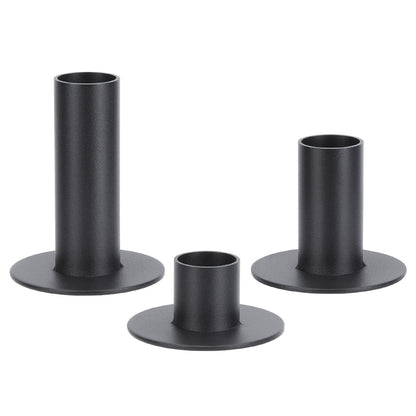 3PCS Set of Black Candle Holders, Decorative Metal Candlesticks for Taper Candles tiered heights 1/2/3inch