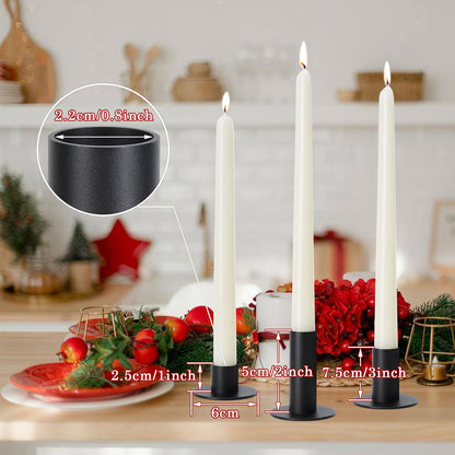 3PCS Set of Black Candle Holders, Decorative Metal Candlesticks for Taper Candles tiered heights 1/2/3inch