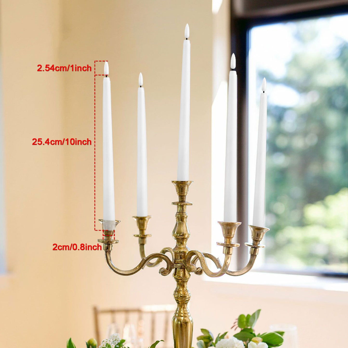 Taper Candles, IMAGE 12 Pcs Battery Operated Taper Candles 3D Wick Ivory Taper Flameless Candles with 10 Keys Remote and Timer, Flickering Flameless Taper Candles Warm White