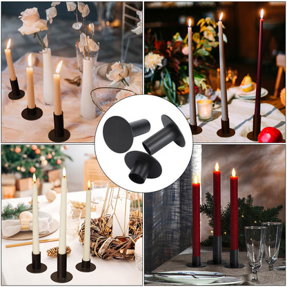 3PCS Set of Black Candle Holders, Decorative Metal Candlesticks for Taper Candles tiered heights 1/2/3inch