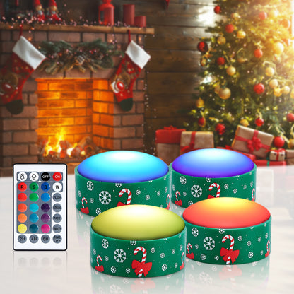 IMAGE 4PCS Color Changing Press Control Snowflake Flameless Candles with Remote Control Cycling Timer, Battery Operated Candles with Foldable Hook for Christmas Home Decoration Gifts