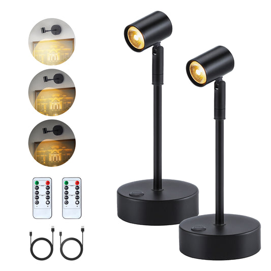 IMAGE Magnetic Cordless Spotlight High-Power Adjustable Table Accent Light for Wall Decoration Picture, Plants, Artwork, Jewelry Displays, Shelves, Cabinet, Warm White LED Wireless, USB Type-C, 2PCS