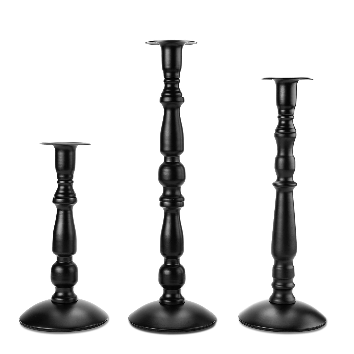 Candle Holder, Image 3 Pcs Matte Black Taper Candle Holder, Rust-Proof, Non-Slip and Durable, Metal Taper Candle Stick Holders for Home Décor, Wedding, Birthday and Anniversary