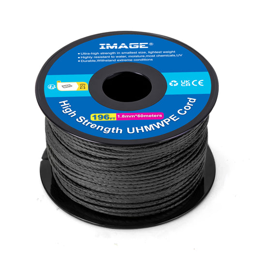 IMAGE Kevlar Cord196ft UHMWPE Braided Throw Line Nylon Cord 1.8mm, 660LB High Strength, Low Stretch, Spliceable Arborist Rope for Tree Work, Hammock, Tarp, Tent, Camping