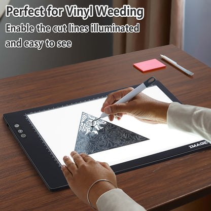 Rechargeable Magnetic A4 LED Light pad, IMAGE Tracing Pad, Ultra-Thin USB Powered with Memory Function Light Box, Great for Diamond Painting, Animation, Tattoo, Sketching and Design (6000K Black)
