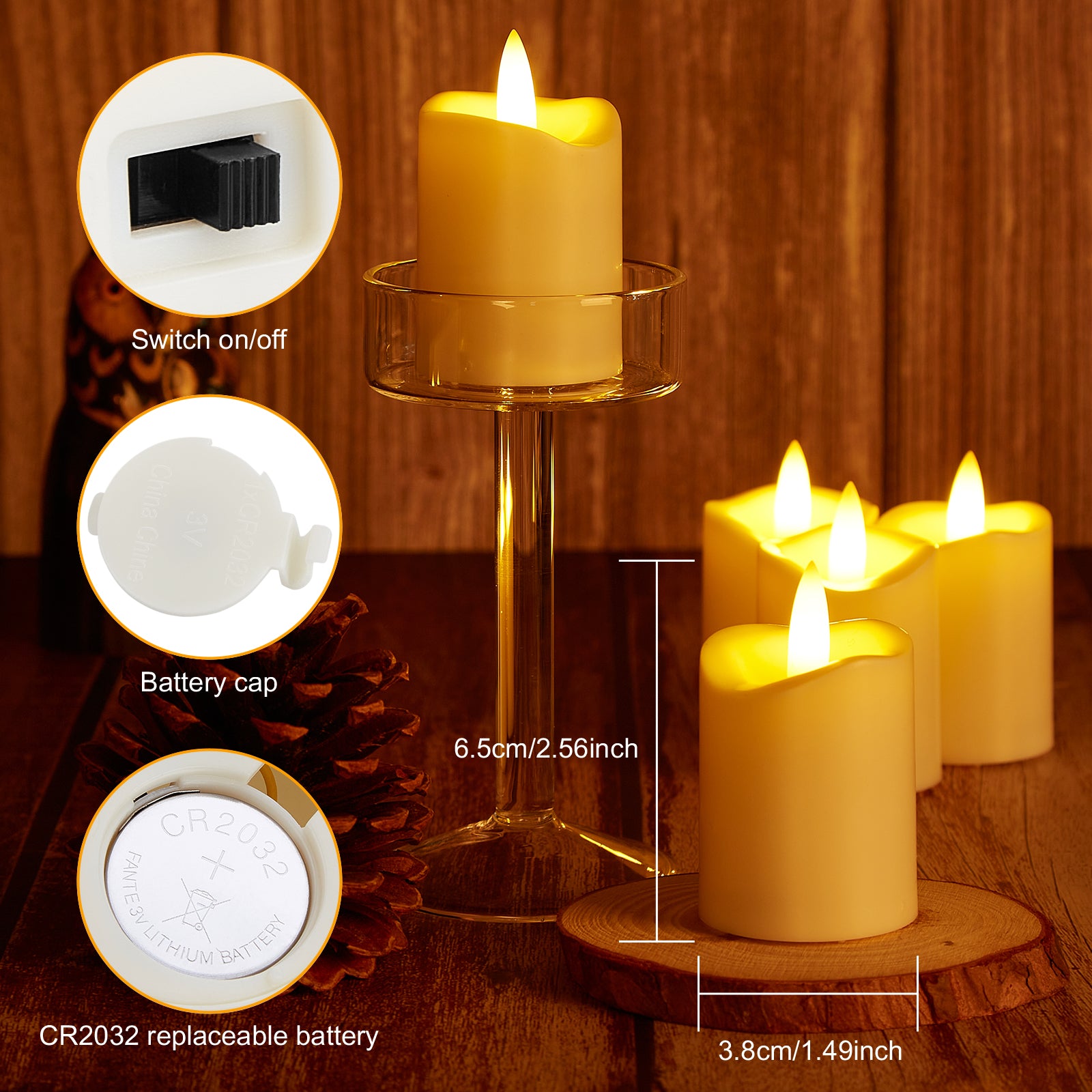 IMAGE Candele LED da appendere, 12 pezzi, a batteria, stoppino 3D, senza fiamma, senza fiamma, effetto sfumato (bianco caldo IMAGE Candele LED da appendere, 12 pezzi, a batteria, stoppino 3D, senza fiamma, senza fiamma, effetto sfumato (bianco caldo