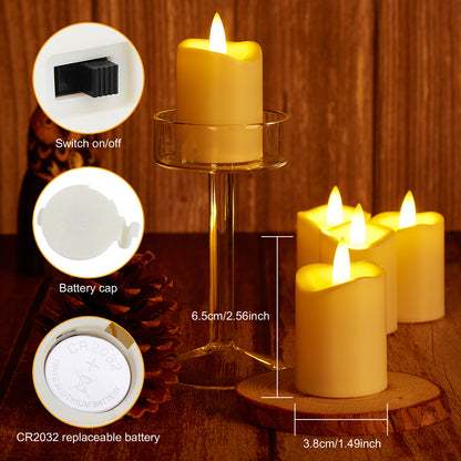 Votive Candles, IMAGE 12 Pcs Votive Candles Battery Operated 3D Wick Ivory LED Candles, Flameless Votive Candles with Timer, Flicking Candles for Home Décor