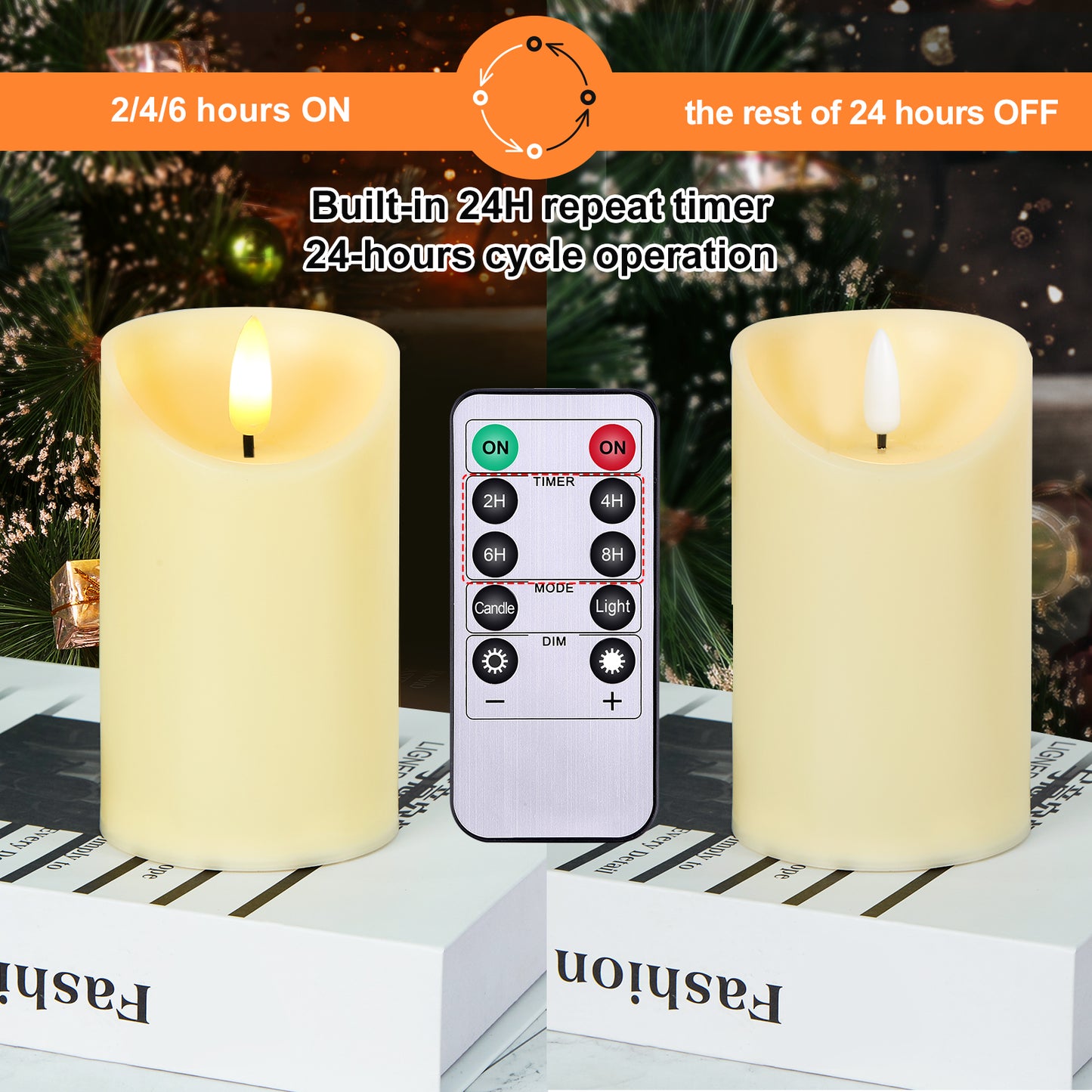 Flameless Candles, IMAGE Flickering Flameless Candles Set of 3, Realistic and Black Wick LED Candles with Remote and Timer, Battery Operated Candles for Home, Wedding, Birthday Decoration