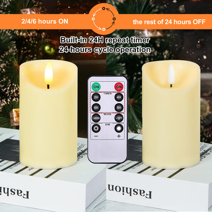 Flameless Candles, IMAGE Flickering Flameless Candles Set of 3, Realistic and Black Wick LED Candles with Remote and Timer, Battery Operated Candles for Home, Wedding, Birthday Decoration