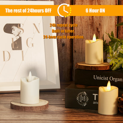 Votive Candles, IMAGE 12 Pcs Votive Candles Battery Operated 3D Wick Ivory LED Candles, Flameless Votive Candles with Timer, Flicking Candles for Home Décor