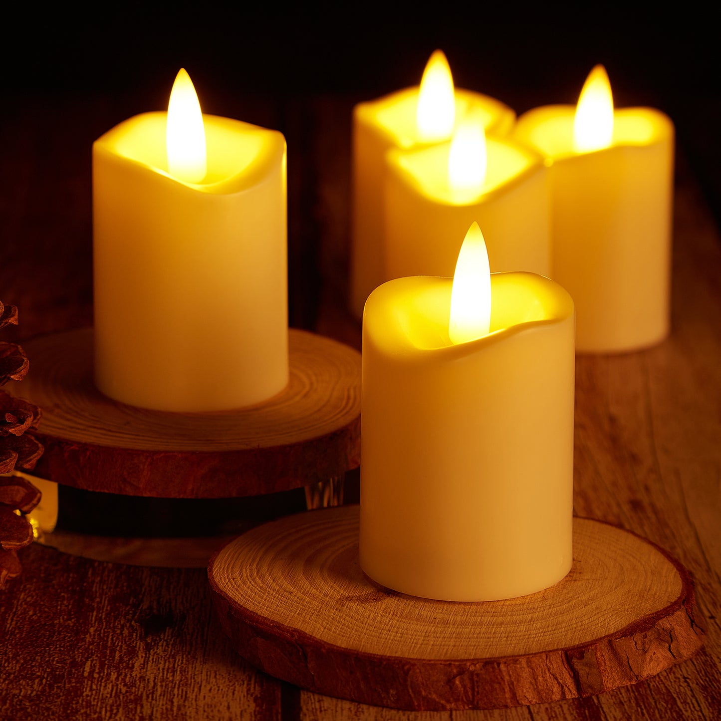 Votive Candles, IMAGE 12 Pcs Votive Candles Battery Operated 3D Wick Ivory LED Candles, Flameless Votive Candles with Timer, Flicking Candles for Home Décor