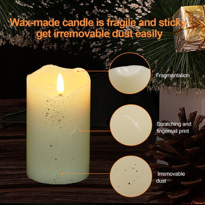 Flameless Candles, IMAGE Flickering Flameless Candles Set of 3, Realistic and Black Wick LED Candles with Remote and Timer, Battery Operated Candles for Home, Wedding, Birthday Decoration