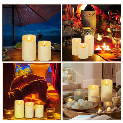 Flameless Candles, IMAGE Flickering Flameless Candles Set of 3, Realistic and Black Wick LED Candles with Remote and Timer, Battery Operated Candles for Home, Wedding, Birthday Decoration