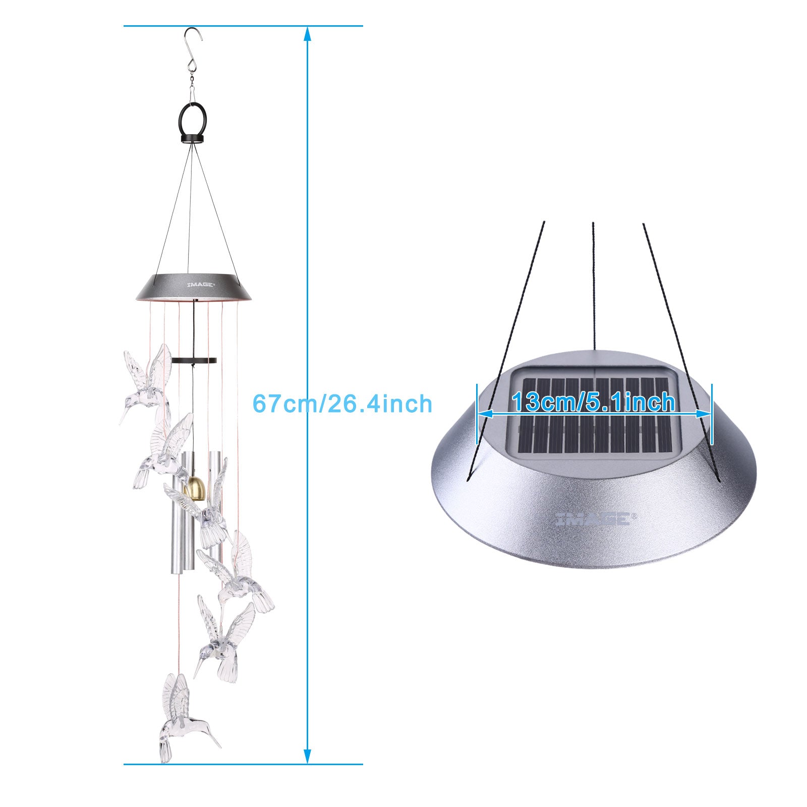 Vivohome Solar Hummingbird Wind Chime