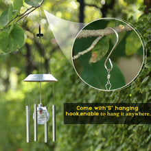 Load image into Gallery viewer, IMAGE Solar Wind Chime Outdoor Hanging Lights Crackle Glass Ball Wind Chimes Color Changing Lights with Metal Tube Hanging Garden Lights for Patio Yard Home Decor Gifts for Mom Women
