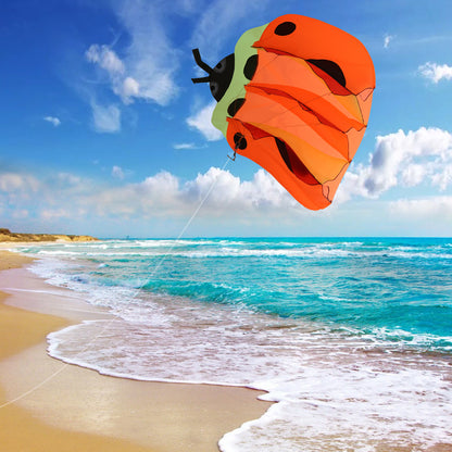 IMAGE 3D Kite Large Orange Ladybird Breeze Beach Kites with Huge Frameless Soft Parafoil Giant, Gift for Kids, Family