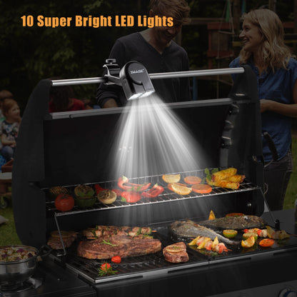 IMAGE Grill Light, BBQ Lights for Grill with 10 Super Bright LED Lights, Adjustable Handle with 360 Degree Rotation, Round & Square Bars Light on Any BBQ Pit, Grill Lights for Cooking and Outdoor Use