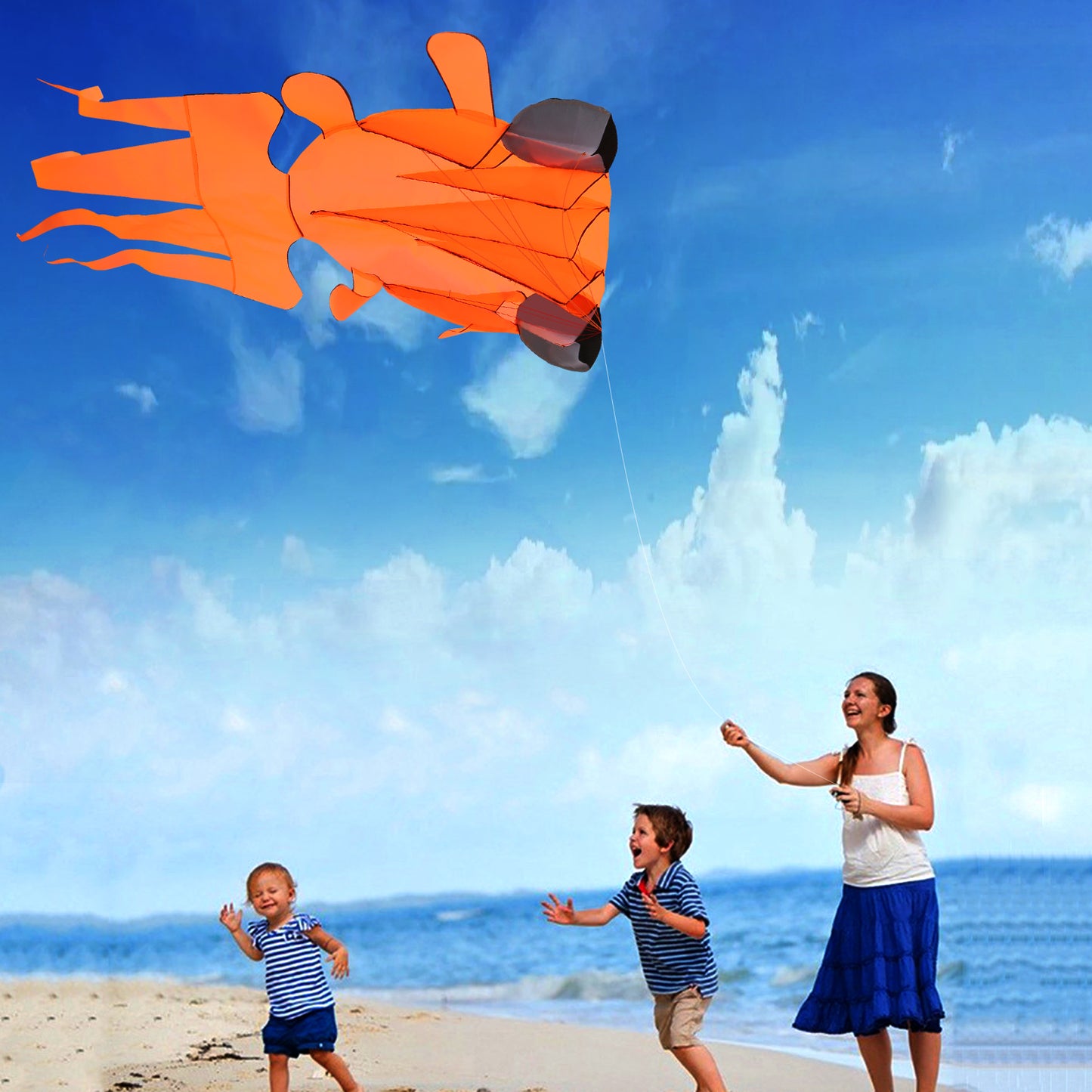 IMAGE 3D Kite Large Orange Goldfish Breeze Beach Kites with Huge Frameless Soft Parafoil Giant,Gift for Kids,Family