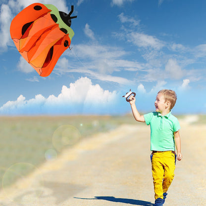 IMAGE 3D Kite Large Orange Ladybird Breeze Beach Kites with Huge Frameless Soft Parafoil Giant, Gift for Kids, Family