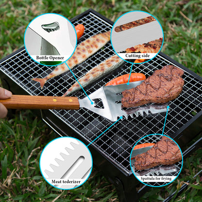 IMAGE BBQ Accessories Grilling Tools,Stainless Steel BBQ Tools Grill Tools Set for Cooking, Backyard Barbecue & Outdoor Camping Gift for Man Dad Women Barbecue Enthusiasts Set of 4