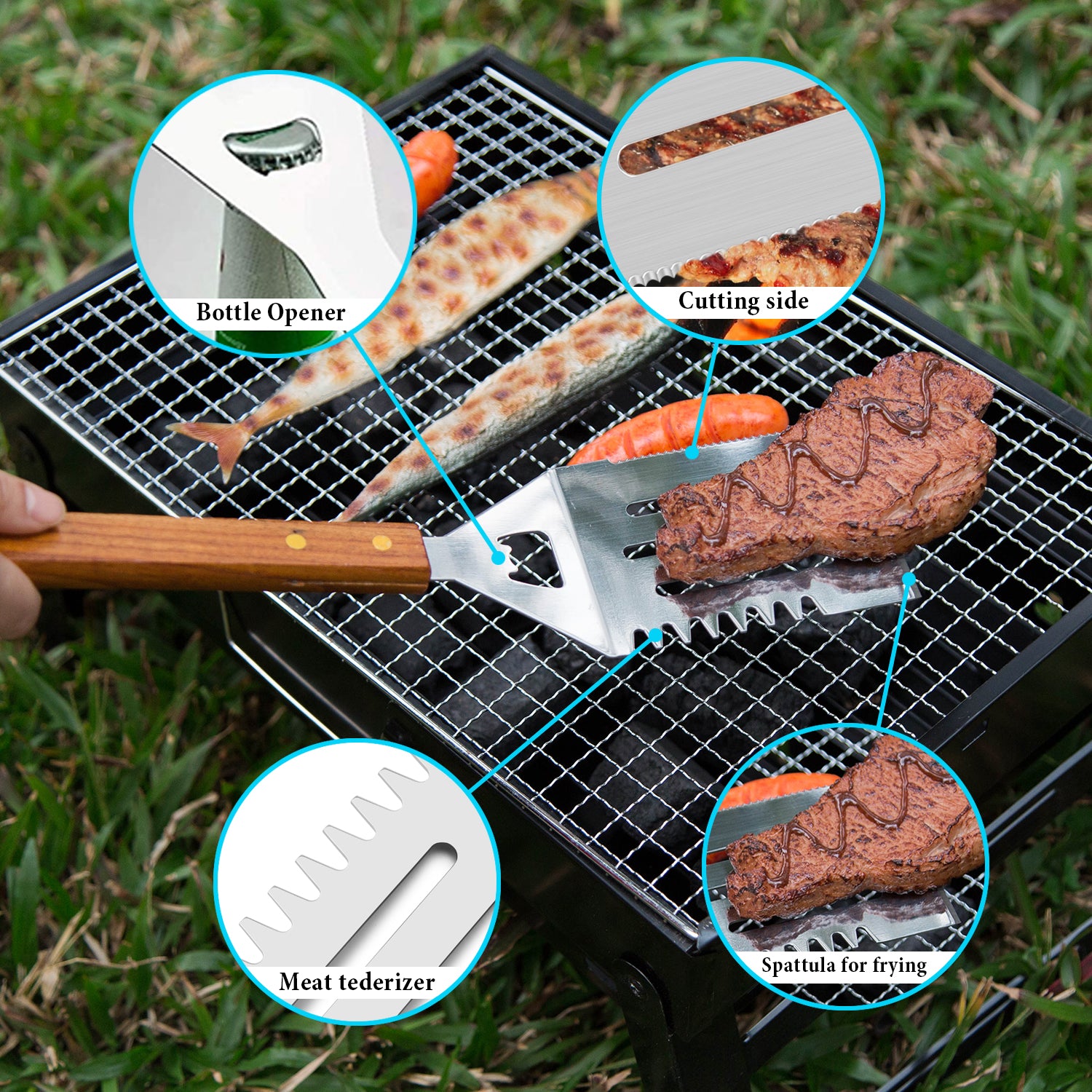 IMAGE BBQ Accessories Grilling Tools,Stainless Steel BBQ Tools Grill Tools  Set for Cooking, Backyard Barbecue & Outdoor Camping Gift for Man Dad Women