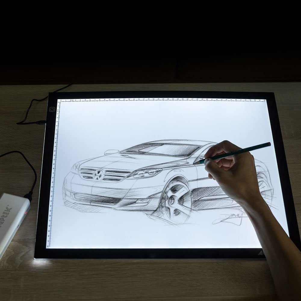  Light Box Drawing Pad, Tracing Board with Type-C Charge Cable  and Brightness Adjustable for Artists, AnimationDrawing, Sketching,  Animation, X-ray Viewing (A3-S)