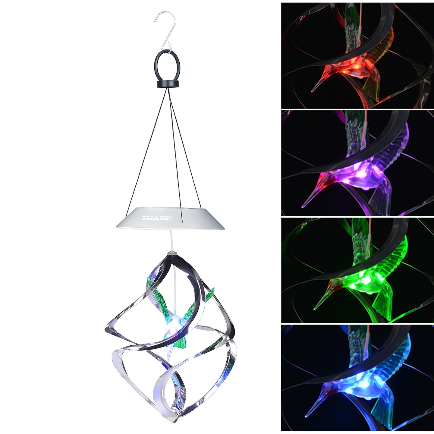 Hummingbird Wind Chime - Color Changing Solar Hanging Lights Xmas Gifts for Decor Home Garden Patio Yard Indoor Outdoor