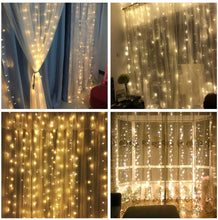 Load image into Gallery viewer, 8 Modes Curtain Lights 9.8x6.6 Foot 224 LED String Lights Fairy String Lights for Wedding Party Home Garden Indoor Outdoor Wall Backdrops Decorations Waterproof UL Safety Standard Warm White
