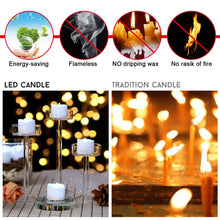 Load image into Gallery viewer, 12PCS Tea Lights Flameless LED Battery Operated Candles Lights for Wedding Party Seasonal &amp; Festival Celebration with 100pcs Decorative Fake Rose Petals
