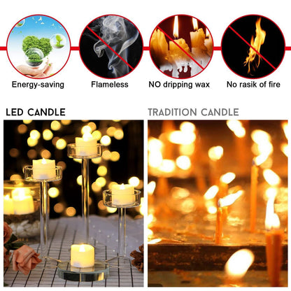 Tea Lights with Timer, Flickering Tealights Candles 12PCS 6hrs on and 18hrs Off in 24 Hours Cycle Automatically Timing LED Candles Lights with 100 PCS Decorative Fake Rose Petals for Decor